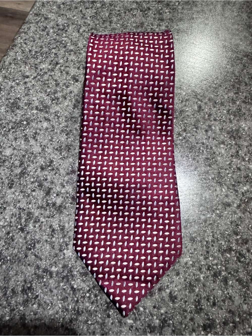 Tommy Hilfiger Burgundy Tie with White Dot Motif